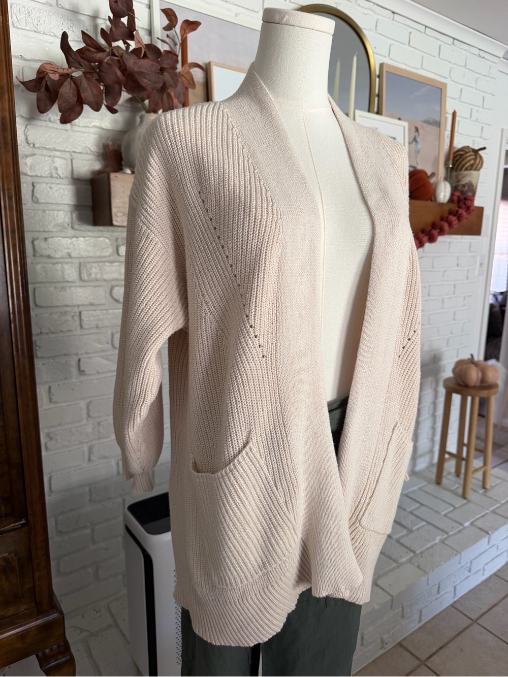 Universal Thread Cream Open-Front Knit Cardigan - Picture 2 of 5